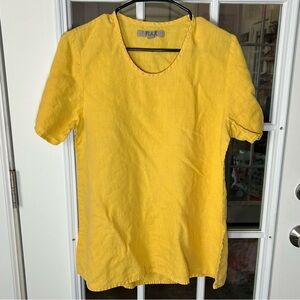 Flax Sunlit Yellow Linen Tunic Top Size‎ Small
